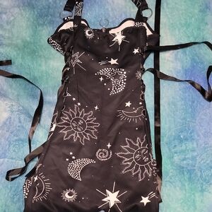 Black Celestial Print Dress